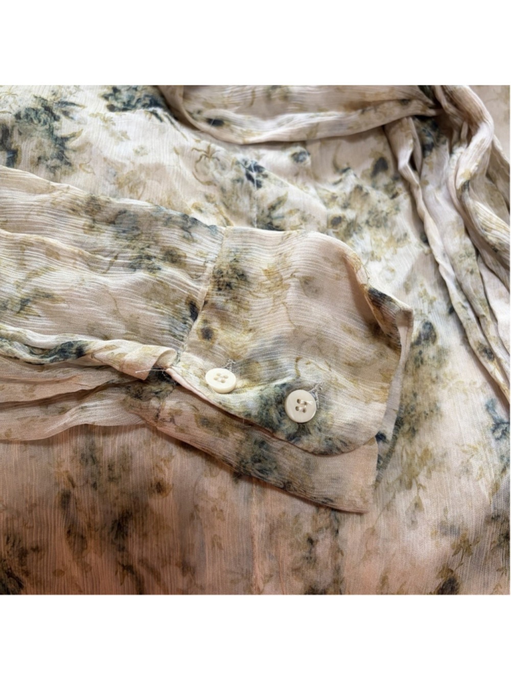 Zara Sheer Floral Tie Blouse - Size Large - Picture 12 of 14